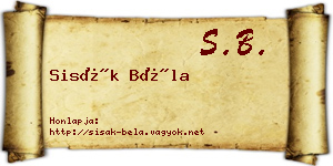 Sisák Béla névjegykártya